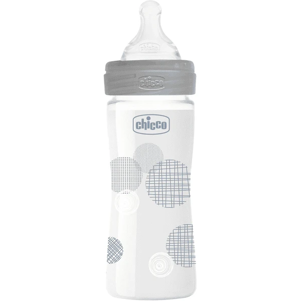 Chicco Well-Being Glas 240ml, Normaler Durchfluss, Neutral, 0M+