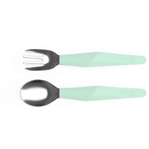 Everyday® Baby Edelstahl Esslern-Besteck Mit Silikongriff, 2 Tlg. In Mint Green