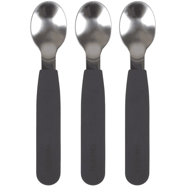 Filibabba Löffel Aus Silikon 3er-Pack, Stone Grey