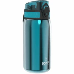 Ion8 Trinkflasche Auslaufsicher, Edelstahl, Türkis, 400 Ml