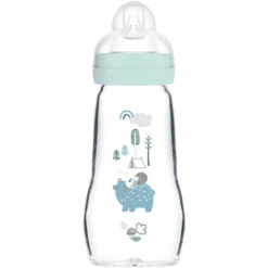 MAM Glasflasche Feel Good 260 Ml Ab 0 Monaten Bär/Igel Sage