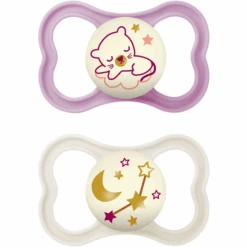 MAM Nachtschnuller Air Night Silikon, 6-16 Monate, 2 Stk., Tiger/Sterne