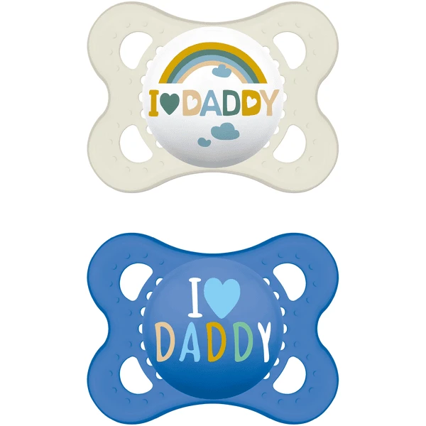 MAM Schnuller Original Love Daddy Aus Silikon 0 - 6 Monate, Blau/beige