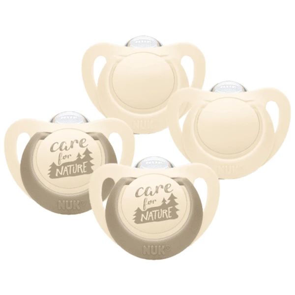 NUK Schnuller For Nature Silikon 6-18 Monate, Beige Im 4er-Set