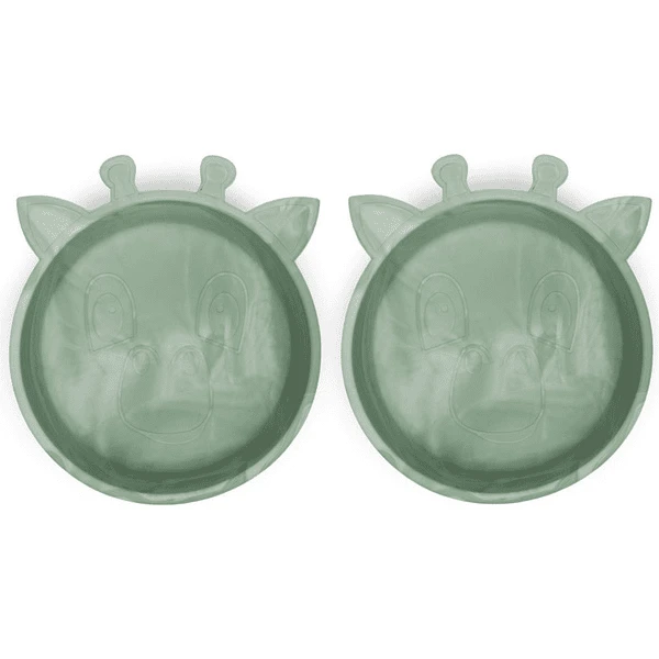 Nuuroo Schüssel Silikon Alex Giraffe 2 Stück, Light Green Mix
