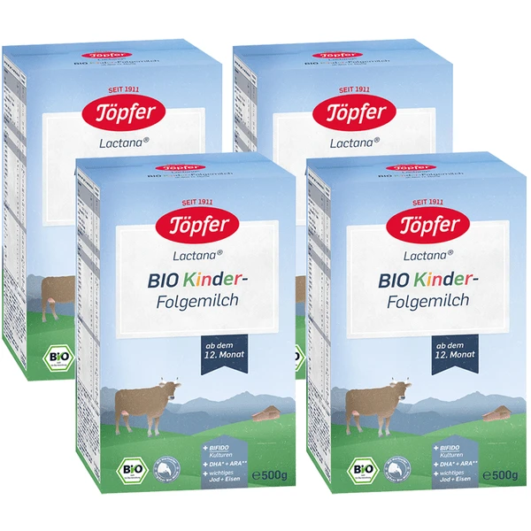 Töpfer Bio Kinder-Folgemilch Lactana 4 X 500 G Ab Dem 12. Monat